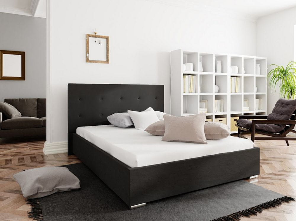 Veneti Jednolôžková posteľ s úložným priestorom FLEK 1 - 120x200, čierna