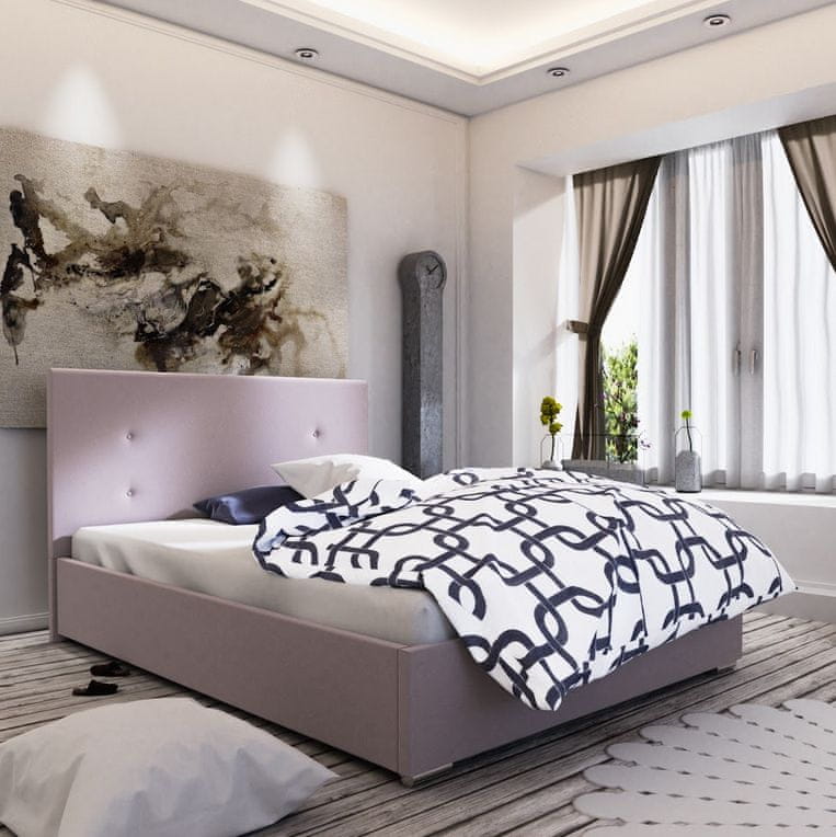 Veneti Manželská posteľ s úložným priestorom FLEK 3 - 180x200, ružová