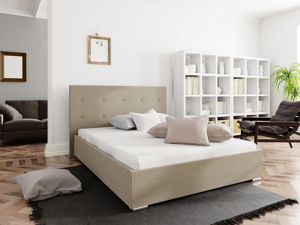 Veneti Manželská posteľ s úložným priestorom FLEK 1 - 140x200, béžová