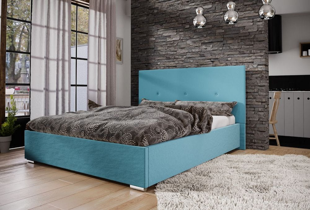 Veneti Manželská posteľ s úložným priestorom FLEK 2 - 160x200, modrá