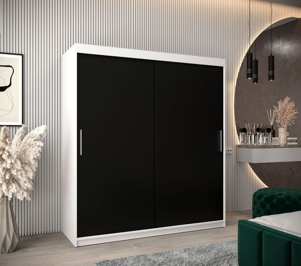 Veneti Skriňa s posuvnými dverami v šírke 180 cm TIMEA - biela / čierna