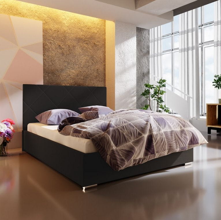 Veneti Manželská posteľ s úložným priestorom FLEK 5 - 140x200, čierna