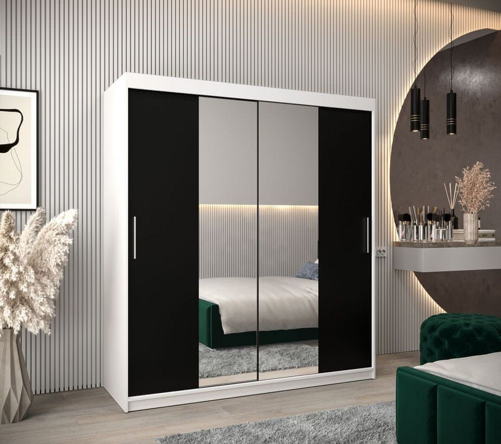 Veneti Skriňa s posuvnými dverami v šírke 180 cm TIMEA 1 - biela / čierna