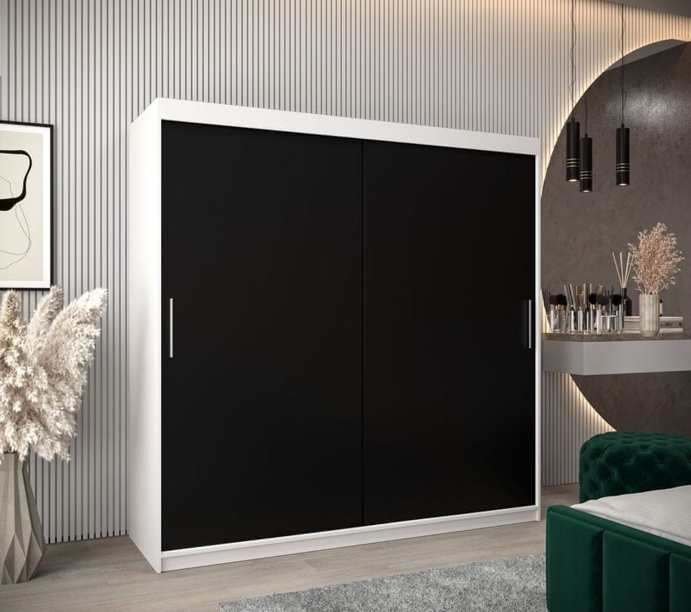 Veneti Skriňa s posuvnými dverami v šírke 200 cm TIMEA - biela / čierna