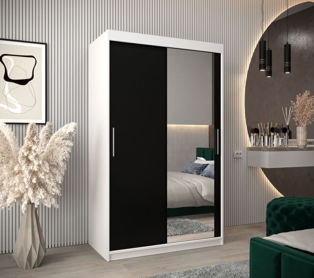 Veneti Skriňa s posuvnými dverami v šírke 120 cm TIMEA 2 - biela / čierna