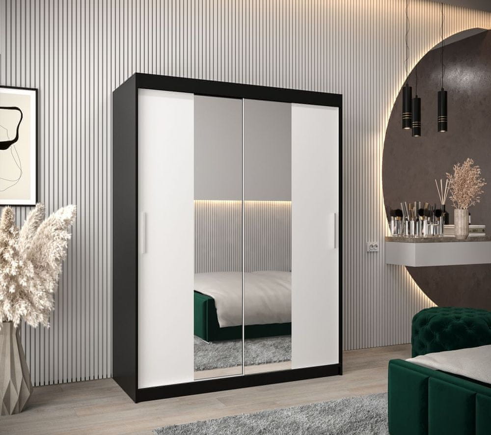 Veneti Skriňa s posuvnými dverami v šírke 150 cm TIMEA 1 - čierna / biela