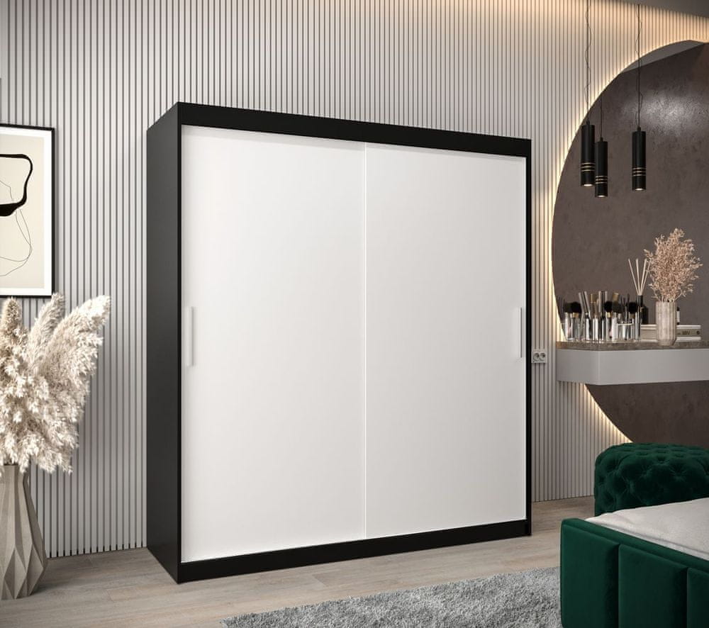 Veneti Skriňa s posuvnými dverami v šírke 180 cm TIMEA - čierna / biela