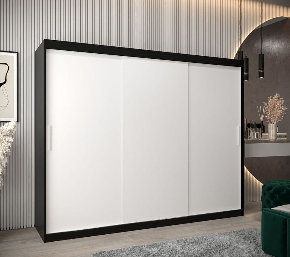 Veneti Skriňa s posuvnými dverami v šírke 250 cm TIMEA - čierna / biela