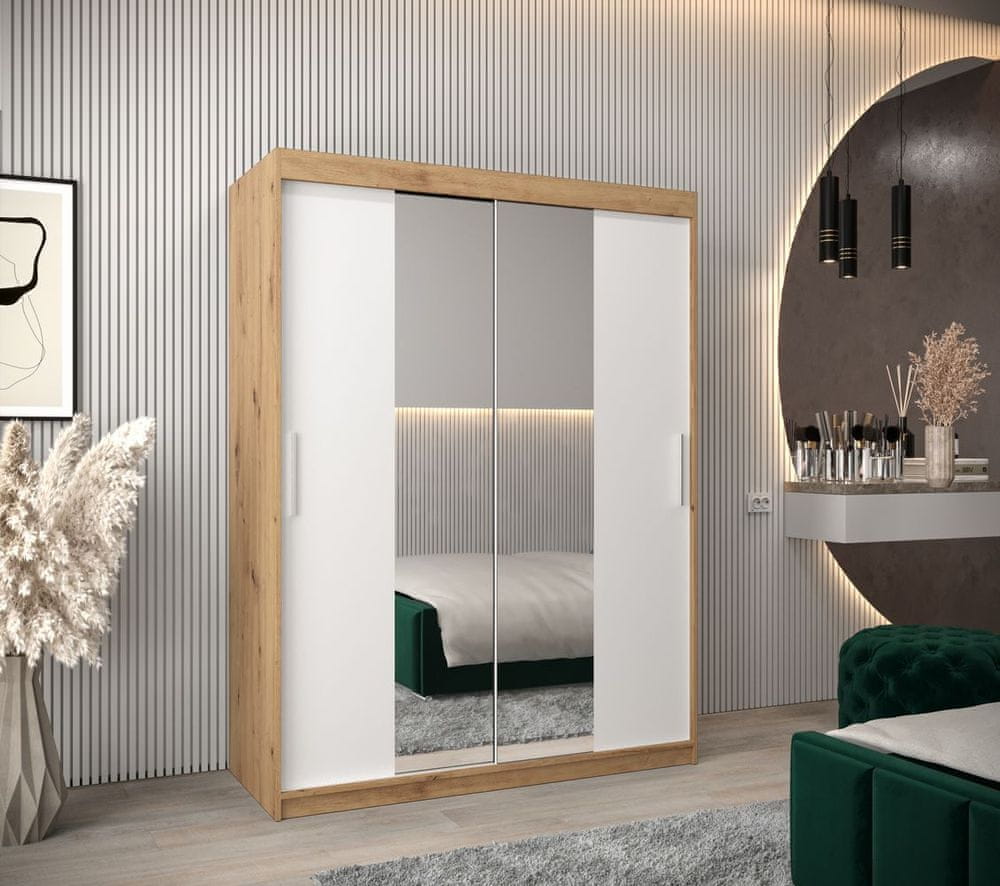 Veneti Skriňa s posuvnými dverami v šírke 150 cm TIMEA 1 - dub artisan / biela