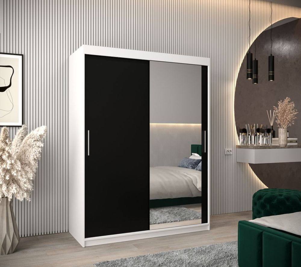 Veneti Skriňa s posuvnými dverami v šírke 150 cm TIMEA 2 - biela / čierna