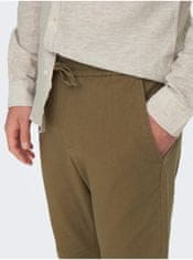 ONLY&SONS Hnedé pánske nohavice s prímesou ONLY & SONS Linus XL
