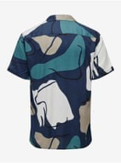 ONLY&SONS Tmavomodrá pánska vzorovaná košeľa s krátkym rukávom ONLY & SONS Dab XL