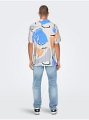 ONLY&SONS Krémová pánska vzorovaná košeľa s krátkym rukávom ONLY & SONS Dab S