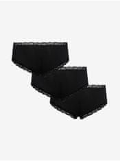 Pieces Súprava troch dámskych nohavičiek v čiernej farbe s čipkou Pieces Nola XL