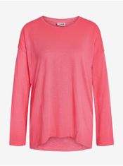 Noisy May Tmavo ružové dámske basic oversize tričko s dlhým rukávom Noisy May Mathilde L