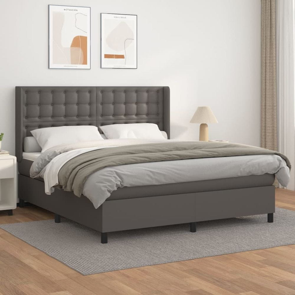 Petromila vidaXL Boxspring posteľ s matracom sivá 180x200 cm umelá koža