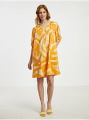 Fransa Bielo-oranžové dámske vzorované šaty Fransa S