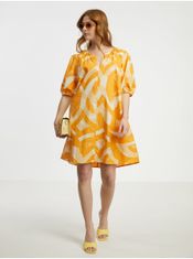 Fransa Bielo-oranžové dámske vzorované šaty Fransa S