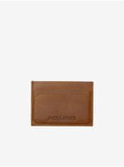 Jack&Jones Hnedé pánske kožené púzdro na kreditné karty Jack & Jones Side UNI