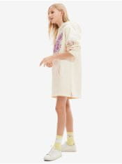 Desigual Krémové dievčenské mikinové šaty s kapucňou Desigual Emmline Disney 122-128
