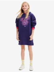 Desigual Fialové dievčenské mikinové šaty s kapucňou Desigual Emmline Disney 134-140