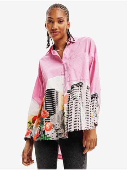 Desigual Ružová dámska vzorovaná košeľa Desigual Bolonia