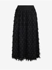 VILA Čierna dámska vzorovaná midi sukňa VILA Amellia M
