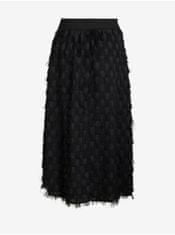 VILA Čierna dámska vzorovaná midi sukňa VILA Amellia L