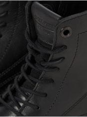 Jack&Jones Čierne pánske kožené zimné členkové topánky Jack & Jones Shaun 44