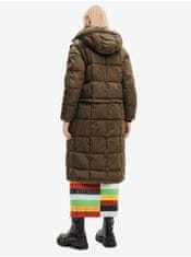 Desigual Kaki dámsky zimný prešívaný kabát/vesta Desigual Tetris S