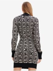 Desigual Béžovo-čierne dámske vzorované svetrové šaty Desigual Francesca - Lacroix M