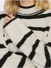 Jacqueline de Yong Čierno-krémový dámsky pruhovaný sveter JDY Justyna XL