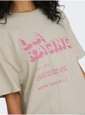 ONLY Béžové dámske oversize tričko ONLY Lina XS