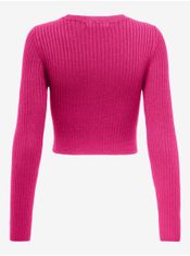 ONLY Tmavo ružový dámsky skrátený rebrovaný sveter ONLY Karol XS