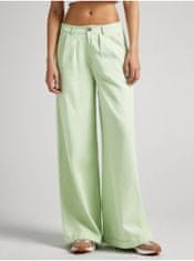 Pepe Jeans Svetlo zelené dámske široké nohavice s prímesou ľanu Pepe Jeans Monna M