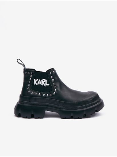 Karl Lagerfeld Čierne dámske kožené členkové topánky KARL LAGERFELD Trekka Max