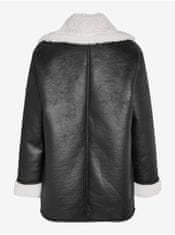 Noisy May Čierna dámska koženková zimná bunda s umelým kožúškom Noisy May Hailey XS