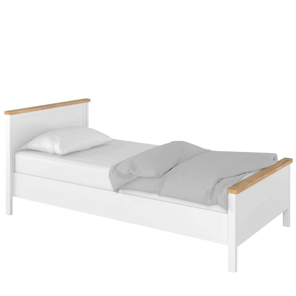 Veneti Jednolôžková posteľ s matracom ODALYS - 90x200, dub nash / biela