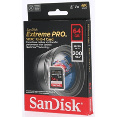 SanDisk Extreme PRO 64GB SDXC Memory Card 200MB/s a 90MB/s, UHS-I, Class 10, U3, V30
