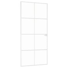 Vidaxl Vnútorné dvere biele 93x201,5 cm tvrdené sklo a hliník úzke