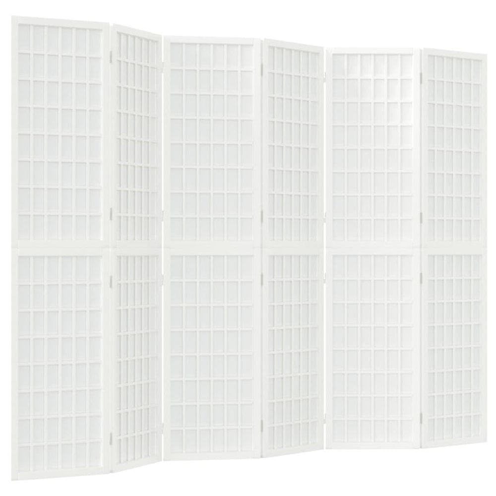 Vidaxl Skladací paraván s 6 panelmi, japonský štýl 240x170 cm biely