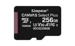 Kingston 256GB microSDHC CANVAS Plus Memory Card 100MB/85MB- UHS-I class 10 Gen 3 - bez adaptéra