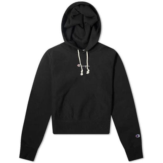 Champion Mikina čierna 158 - 162 cm/XS Reverse Weave Cropped Small Script Logo Hooded Sweatshirt
