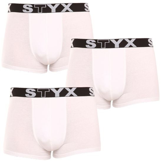 Styx 3PACK pánske boxerky športová guma biele (3G1061)