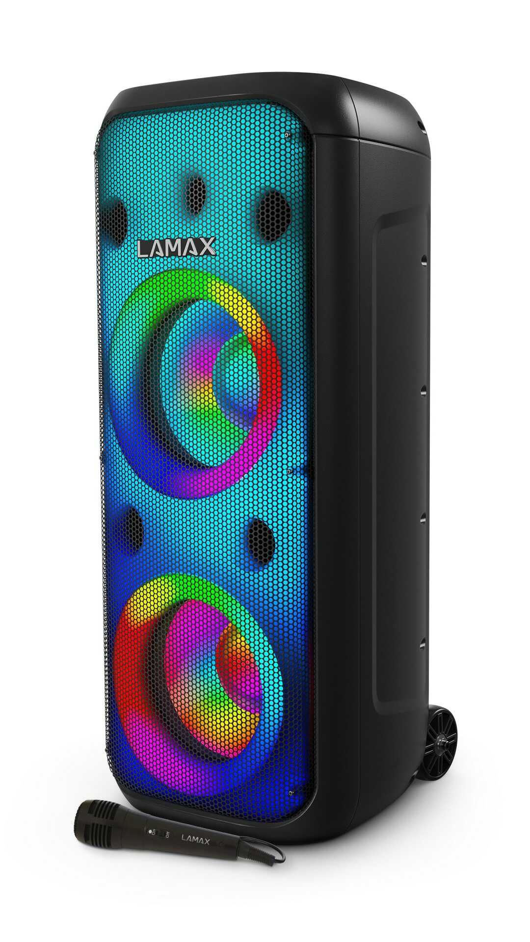  partyreproduktor lamax partyboombox 700 masívny hudobný výkon senzačný zvuk svetelná show batéria odolnosť vode usb sd slot karaoke