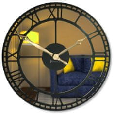 Flexistyle Nástenné kovové hodiny Loft z21a, 50cm zlatá- čierna