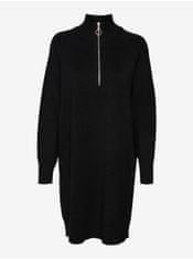 Vero Moda Čierne dámske svetrové šaty VERO MODA Goldneedle XS