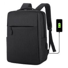 eCarla Športový batoh na notebook USB čierny, PL154CZ