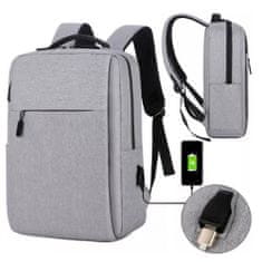 eCarla Športový batoh na notebook USB sivý, PL154SZ