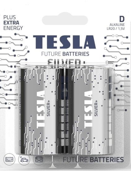 Tesla Batteries SILVER+ alkalická batéria veľký monočlánok, 2ks